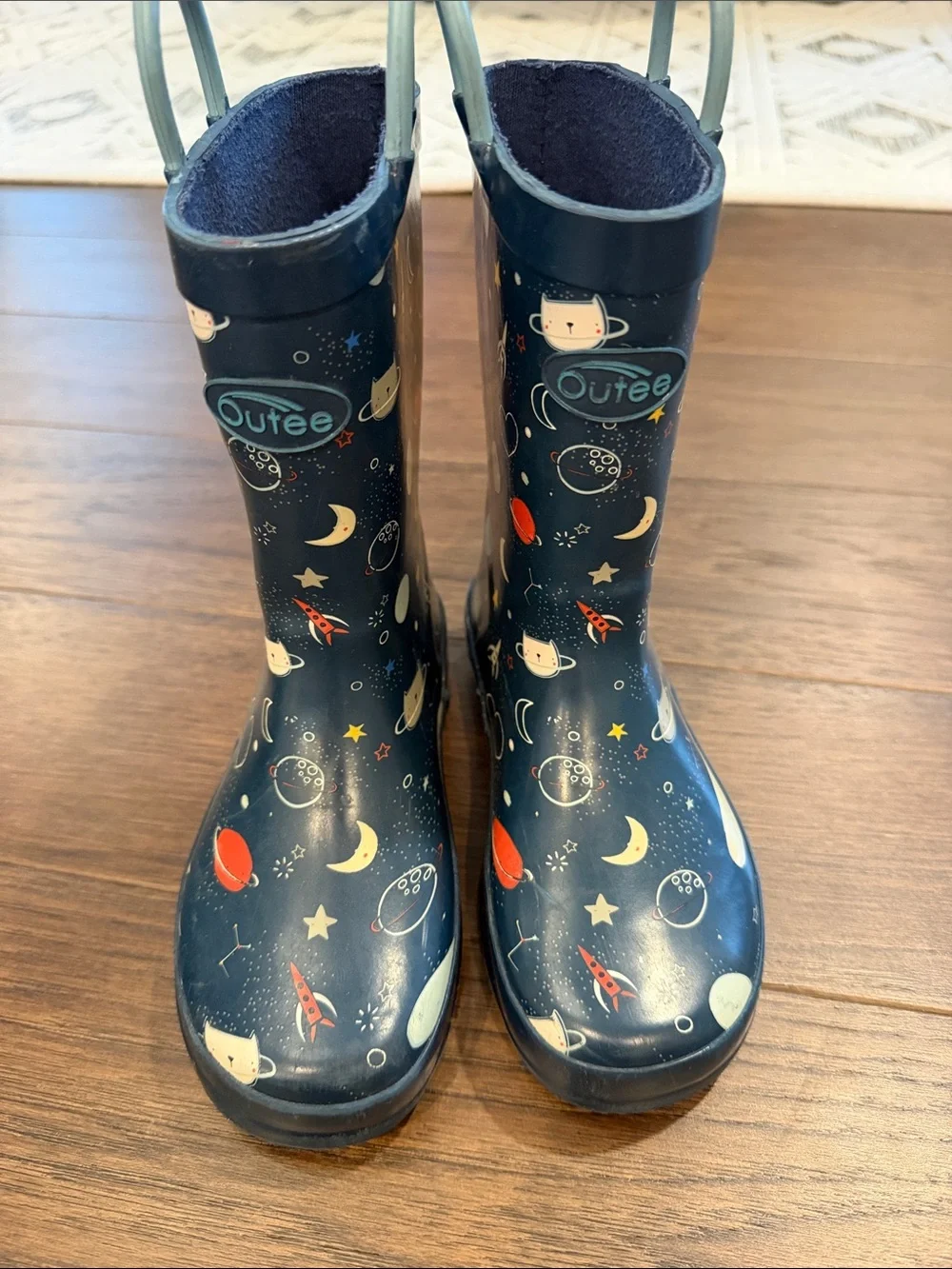 Outee Blue Space Themed Little Kids Rain Boots Size 11 - C56-003